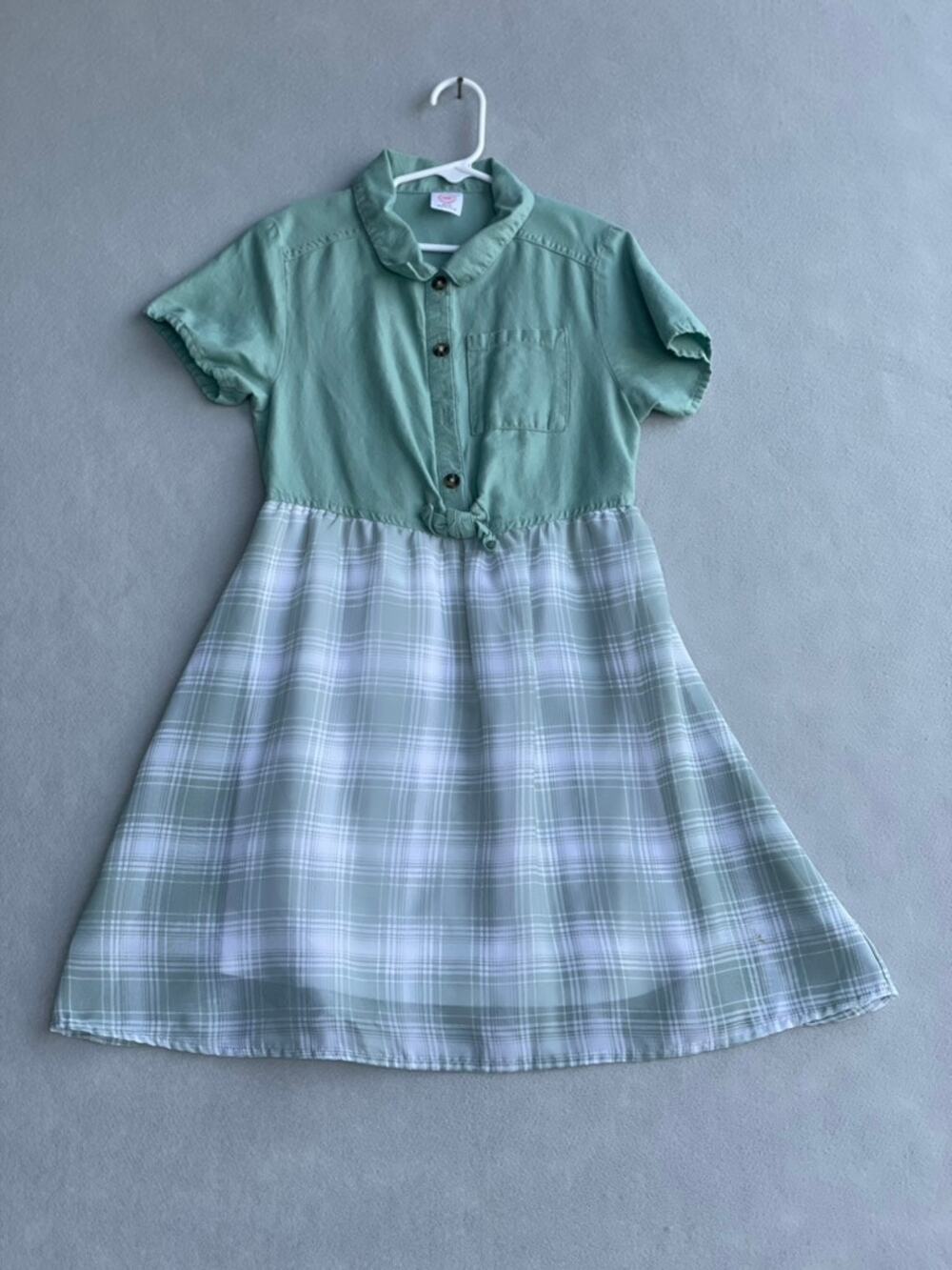 WONDER NATION GIRL'S SHORT SLEEVE TIE FRONT PLAID - SIZE 7-8 ((M)M)